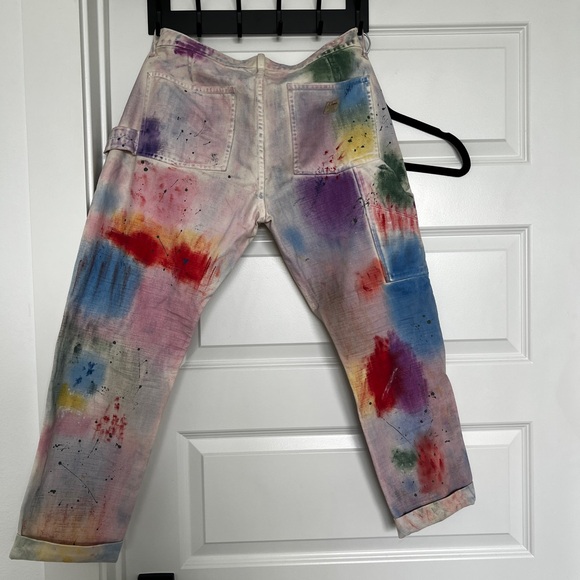 Ralph Lauren Women’s Slim Cargo Pants with Multicolor Paint Splatters - Picture 2 of 2